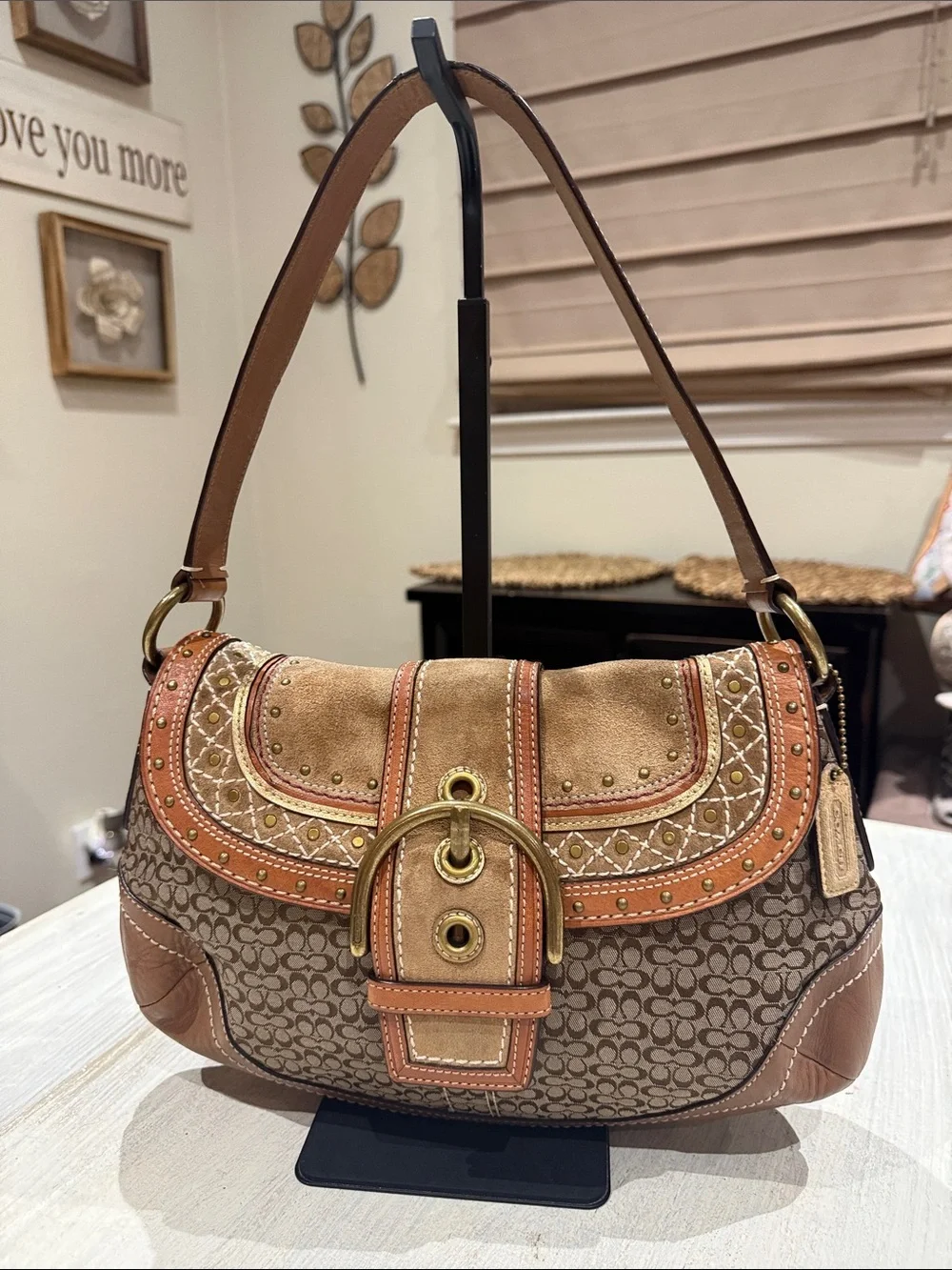 Rare Vintage Y2K Coach SoHo Renaissance Bohemian Patchwork Buckle Flap Bag